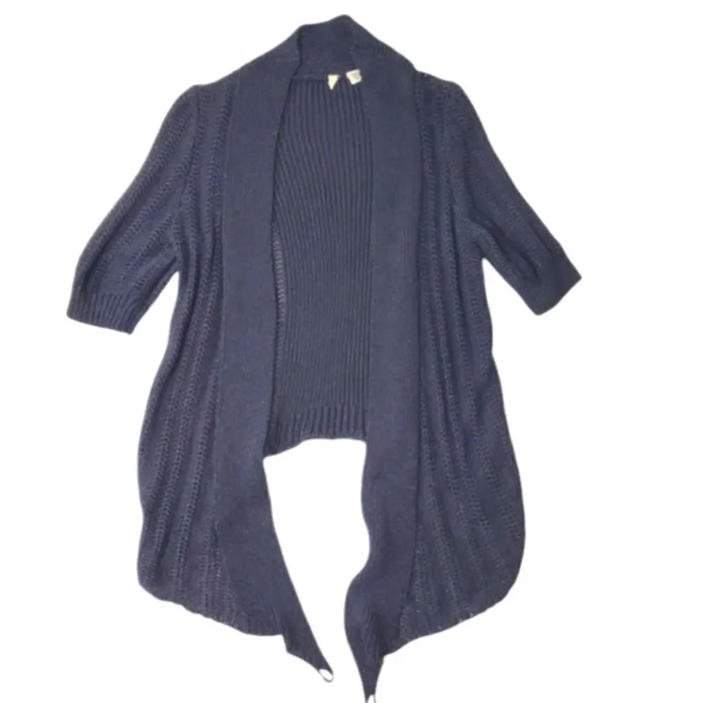 Moth By Anthropology Rib Knit Sweater Cardigan Black Large